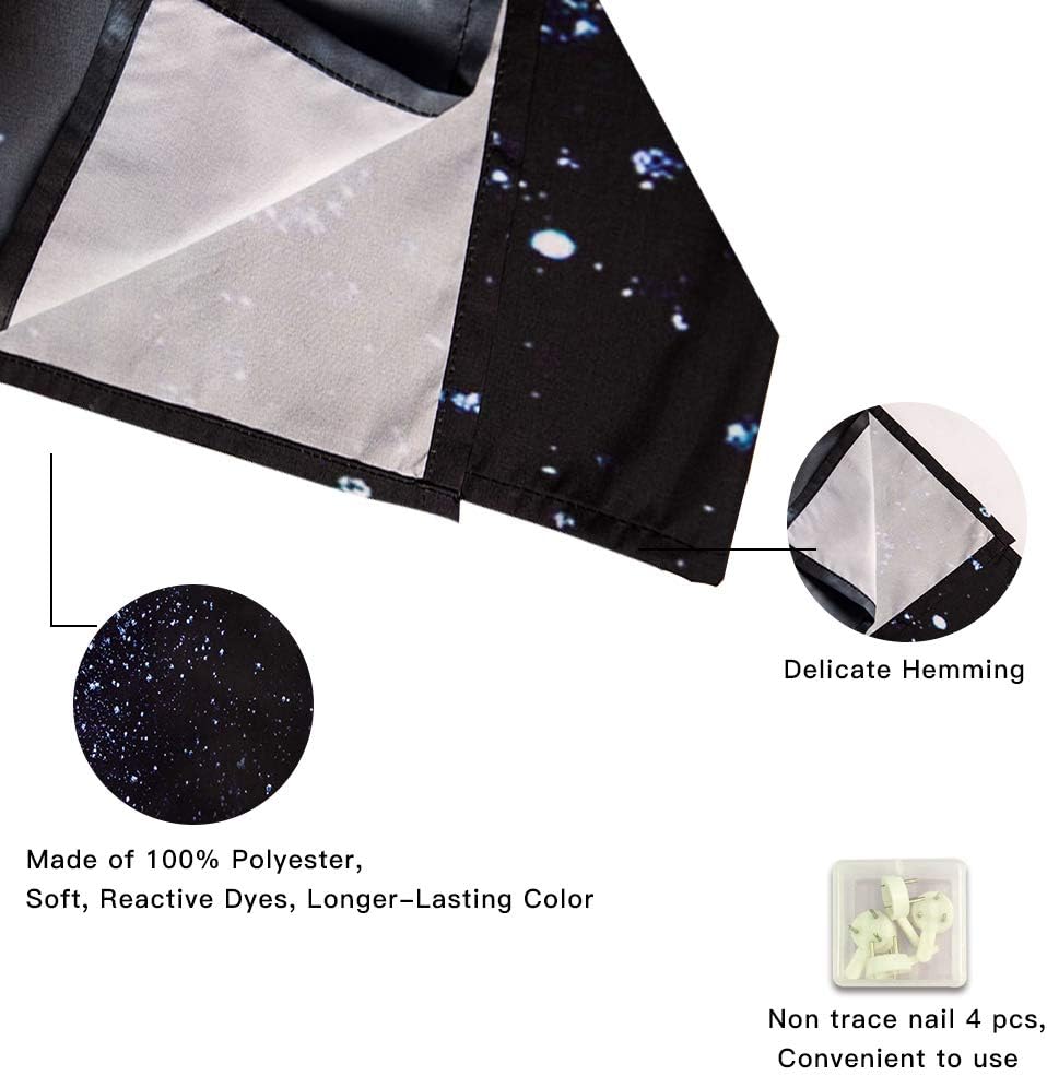 Black and White Moon Stars Wall Tapestry Wall Hanging Outer Space and Galaxy Tapestry Night Sky with White Cloud Home Decor for