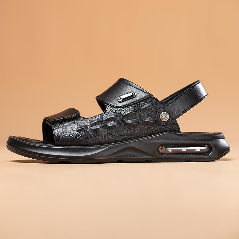 Fashion Brand Leather Sandals Mens Casual Beach Shoes Air Cushion Anti Slip Sports Sandals Outdoor Casual Men Sandal Sandalias De Hombre