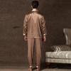 Pijamale luxoase din satin pentru bărbați, toamnă, imprimeu retro, mânecă lungă, cu nasturi, topuri și pantaloni, pijamale de noapte, set de casă pentru bărbat