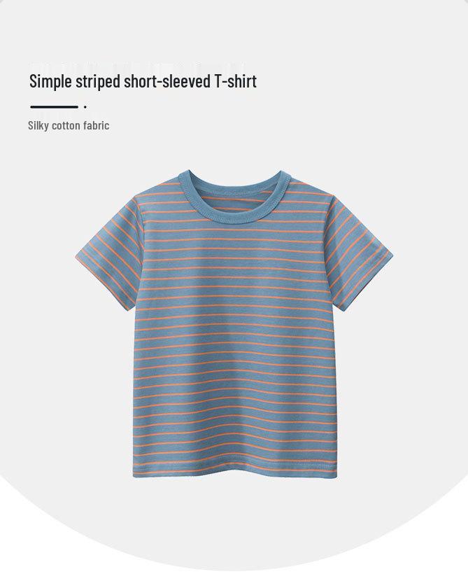 Cross-Border Summer 2025: Boys' Striped Short-Sleeve T-Shirt for Children