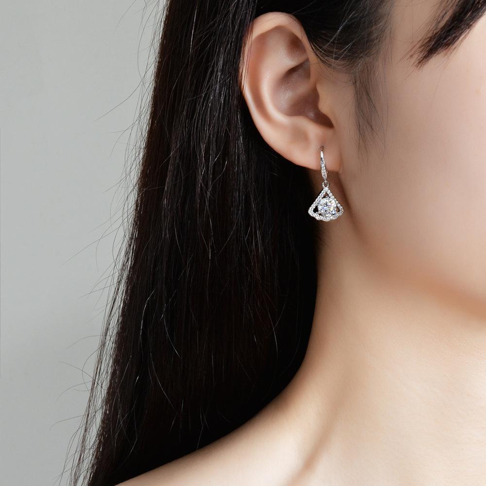 High-End Sterling Silver Moissanite Jewelry Set: Women's Necklace, Ring, and Earrings