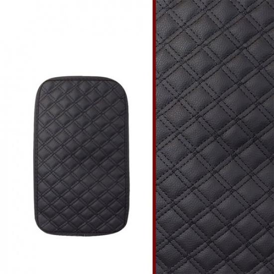 Quilted Embroidery PU Leather Car Armrest Box Cover Pad Center Console Protector