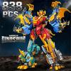 Set 4 în 1 Blocuri de Construcție Robot Transformer Dinosaur - Robot T-Rex Model Kit Mech Jurassic, Jucării STEM Cadou pentru Băieți Vârsta 6-8 10-12