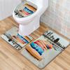 Beach View Bathroom Floor Mat Three-Piece Toilet Carpet Toilet Mat Set Door Mat Bathroom Non-Slip Mat