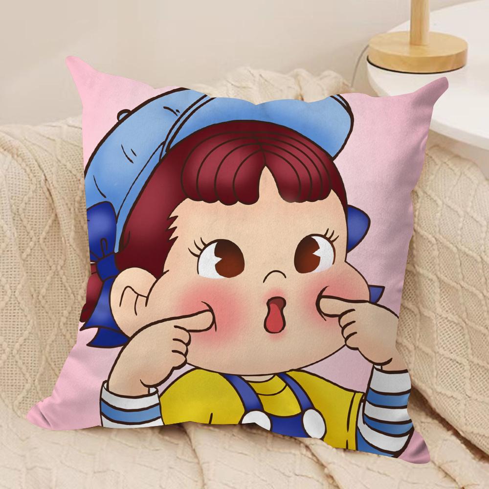 PPeko LollipopA Happy Girl Cushion Cover Short plush Doublesided Print Square Throw Pillow Covers Sofa Home Cushion Decor