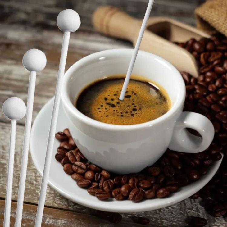 Pack of 100 Wood Coffee Stir Stick with Smooth Round Ends Stirring Stick Wood Texture Suitable for Home and Office Use