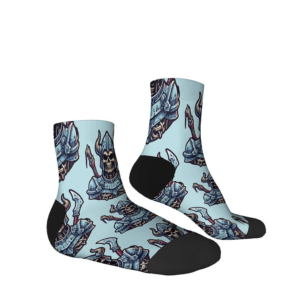 Funny Skeleton Knight unisex soft breathable hip-hop Crazy low-top socks Suitable for everyday wear in all seasons