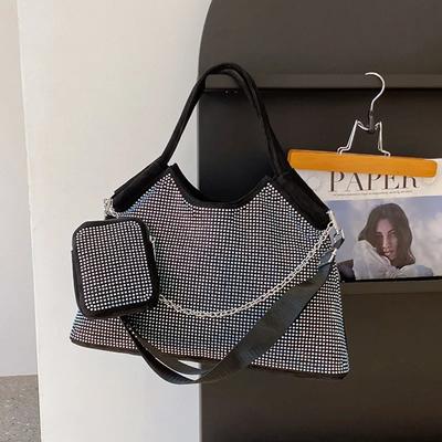 Large Capacity Trendy Diamond Studded Shoulder Bag for Women Female Casual Fashion Bag Crossbody Women's Bag