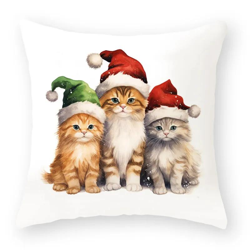 Gnome Santa Cat Dog Animal Throw Pillow Cover With Short Plush Print For Living Room Sofa Decoration Cushion Cover Pillow Covers