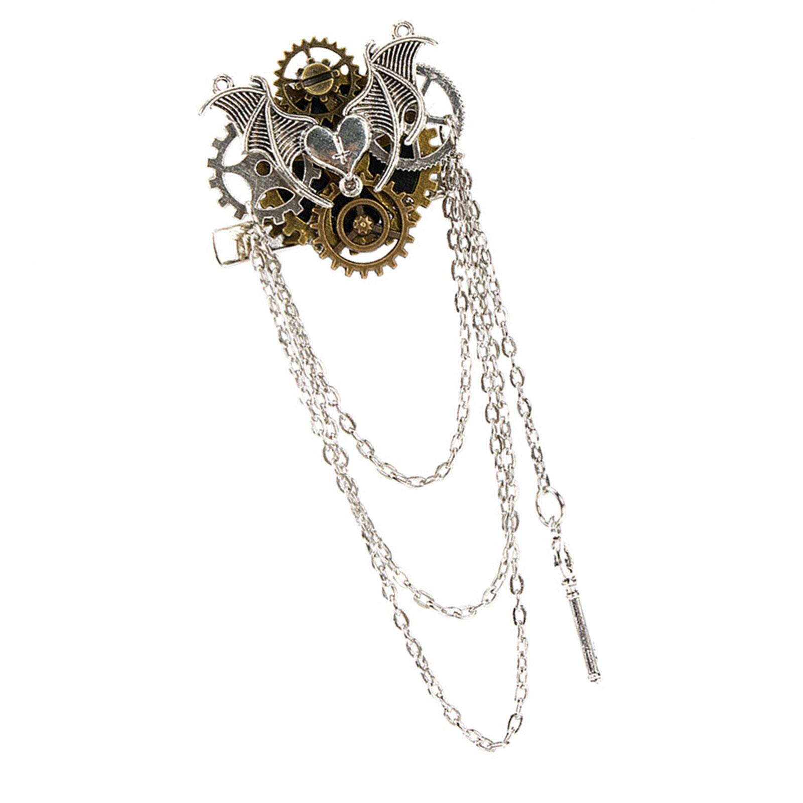 

Steampunk Convertible Hair Clip Brooch Combination Mechanical Wing Ornament For Alternative Fashion 1 золотой
