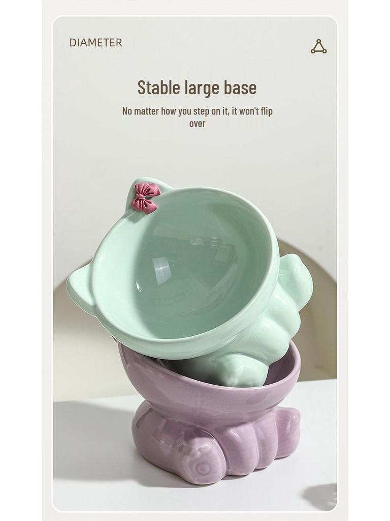 Ceramic Cat Food Bowl - Cute Pet Feeding Dish