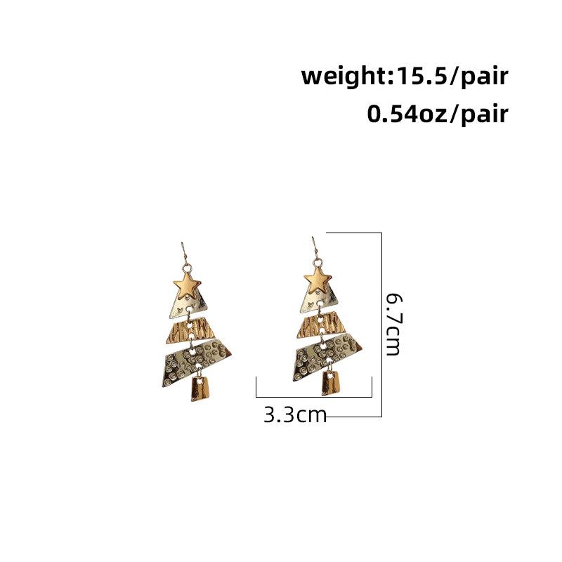 Metal Christmas Tree Long Earrings Party Carnival Earrings Exaggerated Ear Ornament