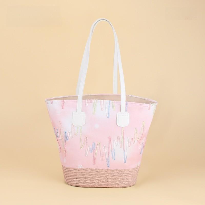Casual Woven Straw Bucket Bag With Large Capacity For Daily Use