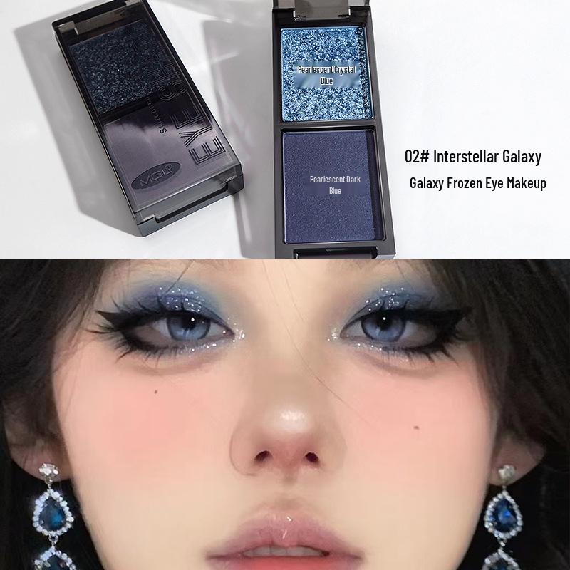 Night Rose Dual Shadow Palette: Dark Smoky Eye with Shimmer, Matte & Glitter for a European Spicy Look.