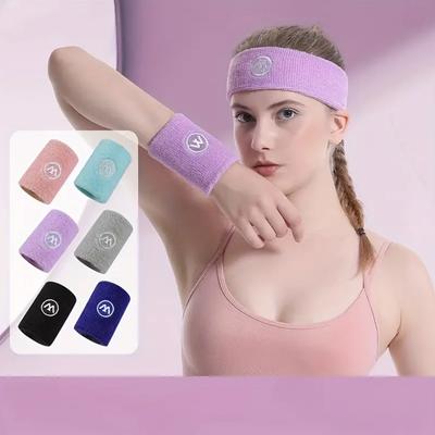 Armbänder + Stirnband Set für Damen Atmungsaktive Hand- und Kopfschweißbänder Schutzausrüstung für Tennis, Laufen