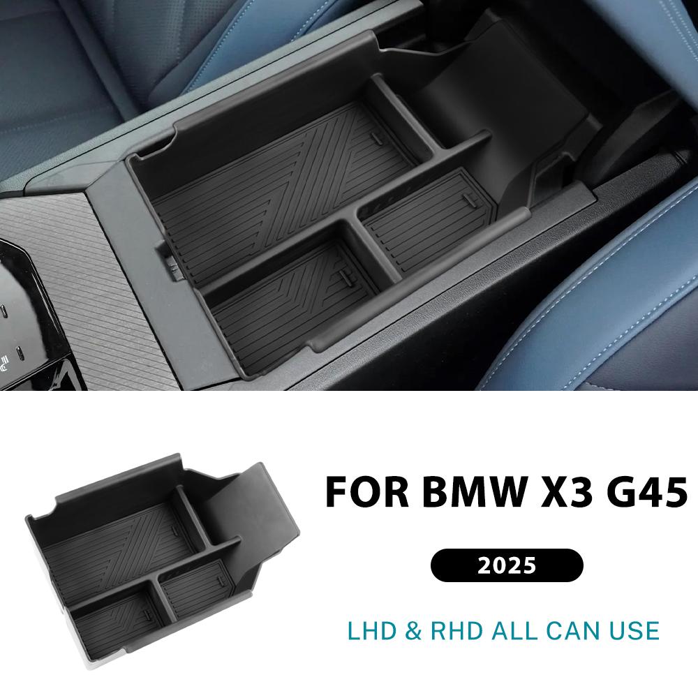 For BMW X3 G45 2025 2026 Central Armrest Storage Box Organizer Tray Flocking Storage Box High Quality ABS Interior Accessories.
