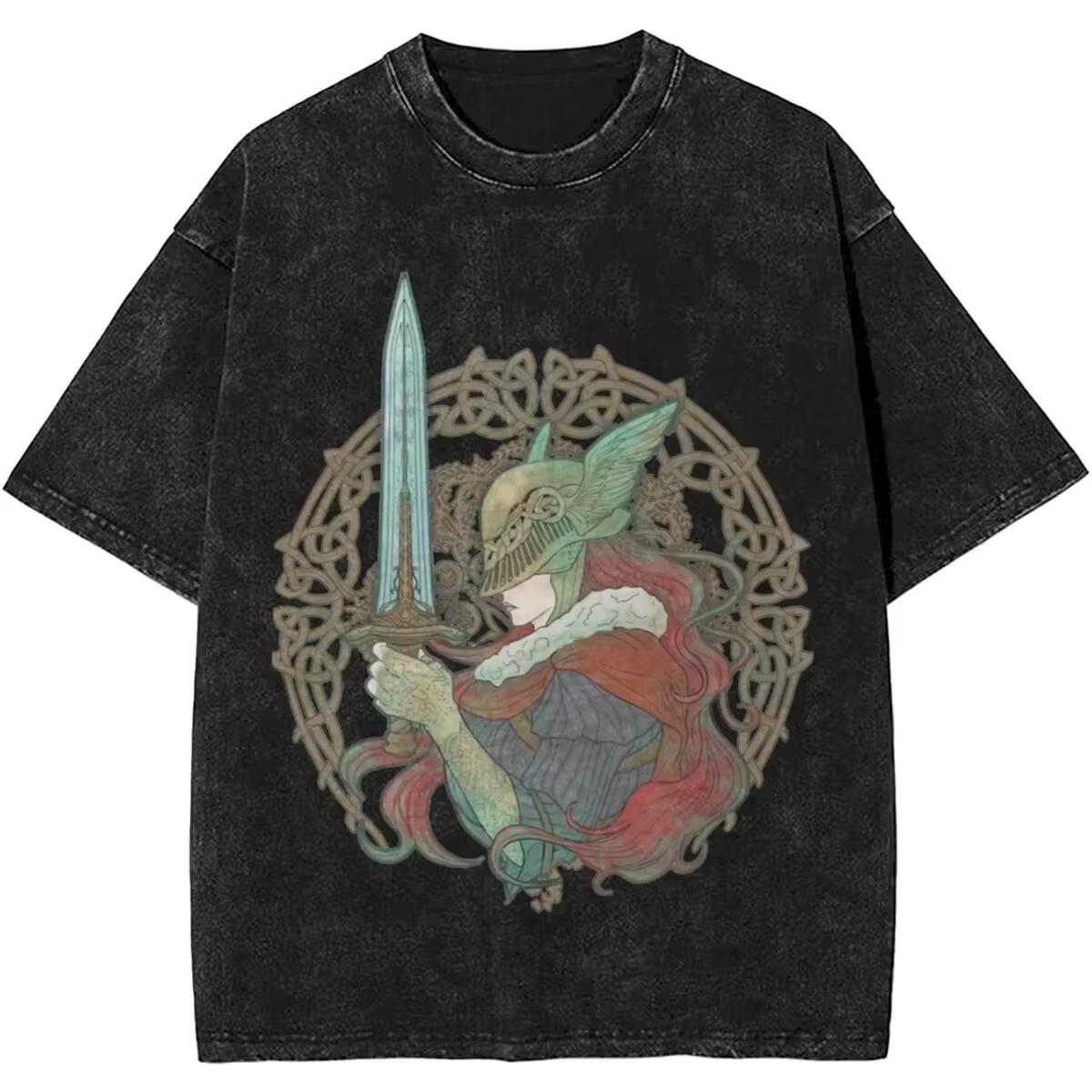 Women Men Malenia Blade of Miquella Washed T Shirt Summer Maidenless Tarnished Classic Simple Harajuku T Shirt S