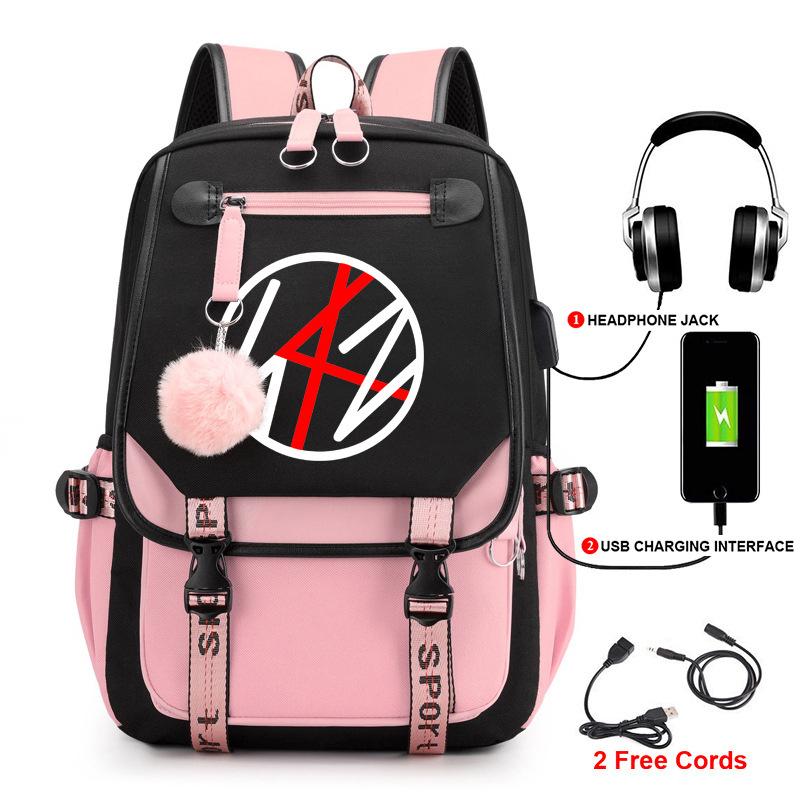 Korean Stray Kids Backpack Student Bag Men'S And Women'S Fashion Backpack Travel Bag Usb Computer Bag