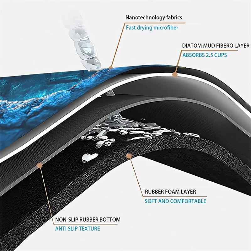 3D Hollow Illusion Bathroom Floor Mat Washbasin Bathtub Side Anti Slip Absorbent Rug Porch Entrance Exquisite Anti Slip Mat
