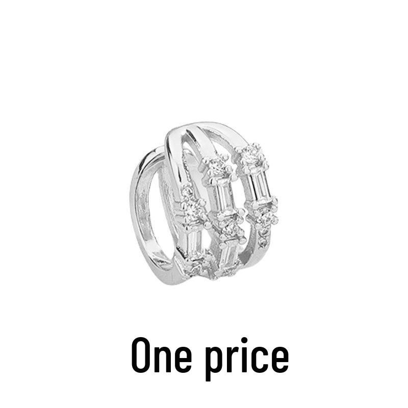 Zirkonový geometrický nepravidelný dvouvrstvý náušnicový klip: Unisex trendy kroucené náušnice, nevyžadují piercing.