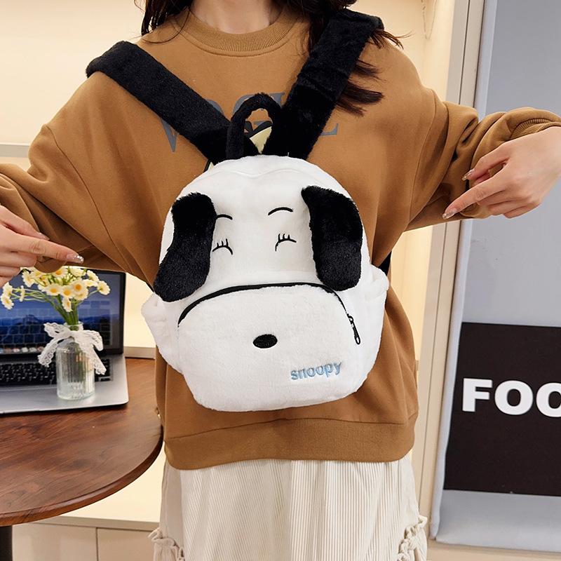 Schoolbag super cute cartoon puppy foreign plush backpack new super cute big-eared dog student going out high-value backpack