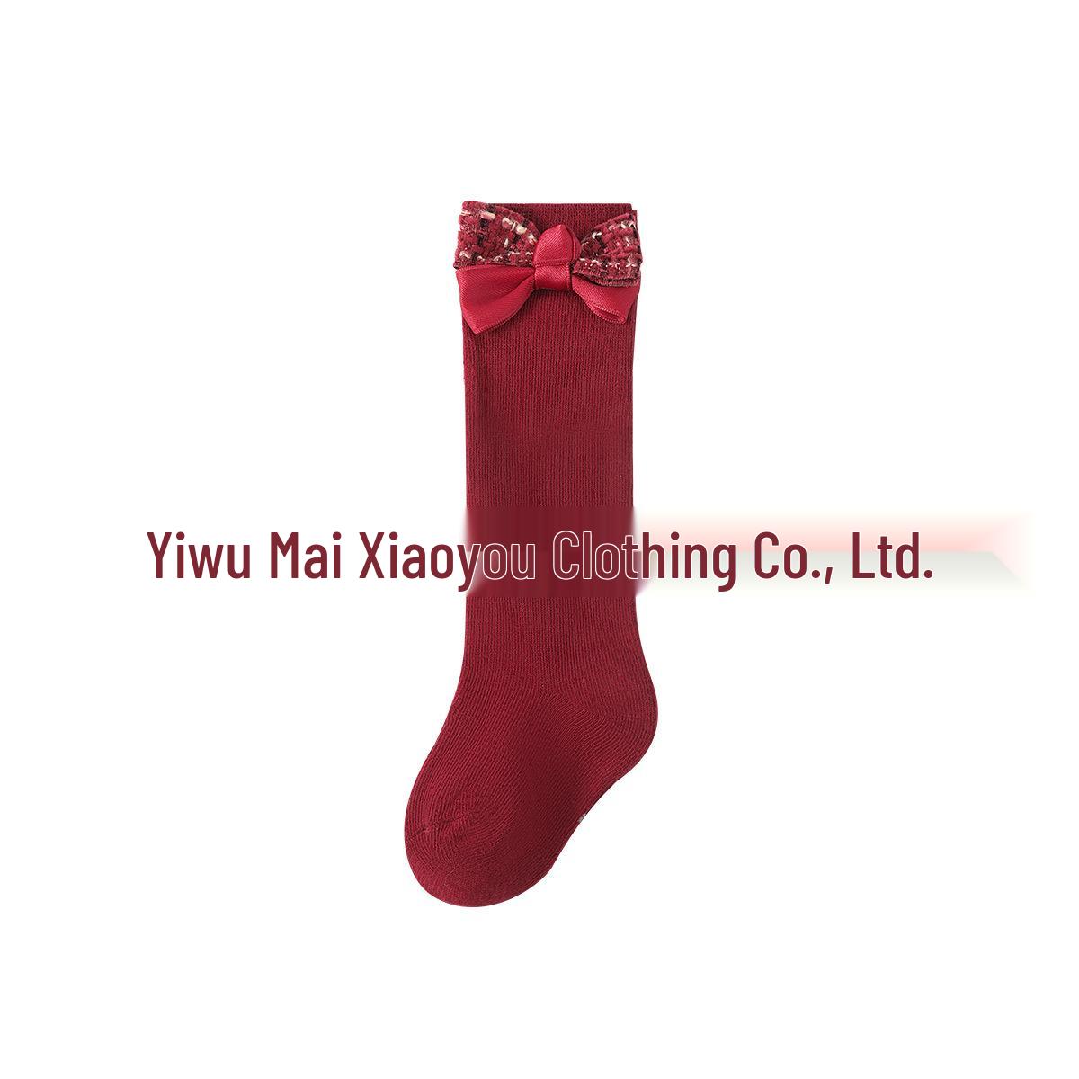 

Children s Over-the-Knee Red Bow Socks for Spring, Autumn, and Winter 0-1 years [foot length 10-12cm]