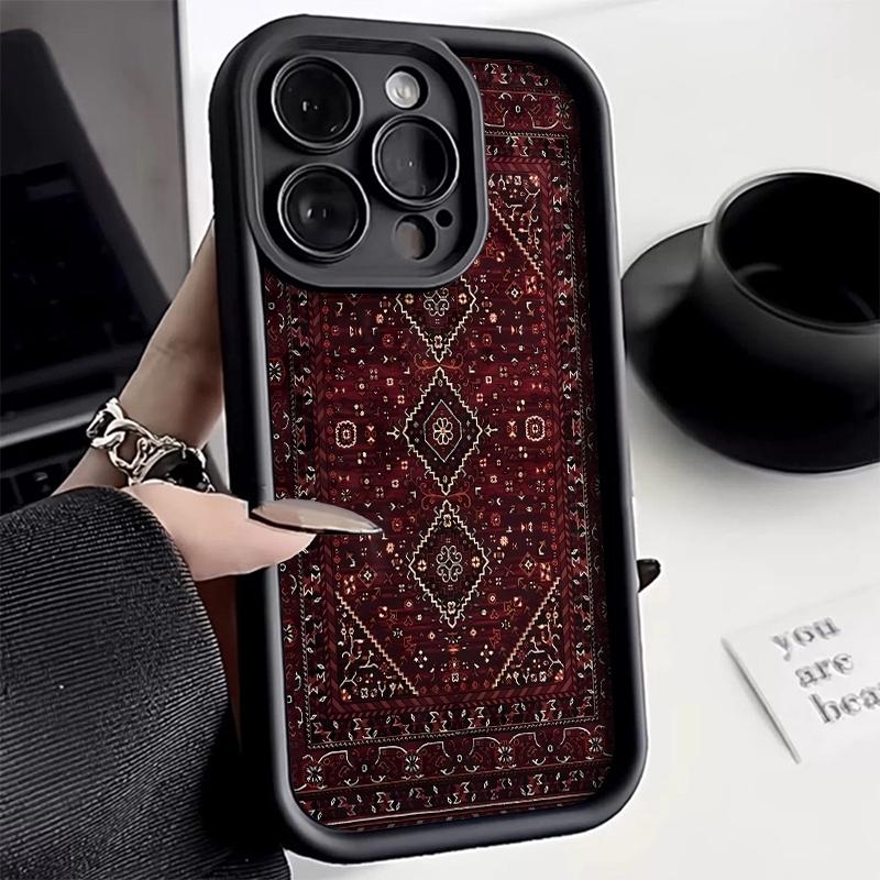 Pouzdro na telefon Vintage červený vzorovaný koberec Design Pro Xiaomi Redmi Note 14 13 Pro Plus 5G 12 11 10 Pro 4G 13 14C 13C 12C Měkký kryt