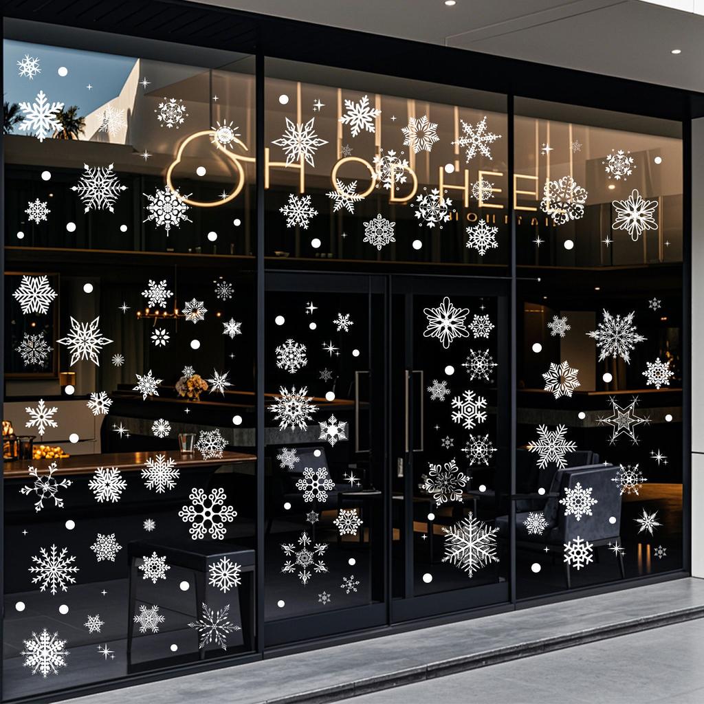 Christmas Decoration Snowflakes Electrostatic Stickers Window Glass Stickers Snowflakes Window Stickers Christmas