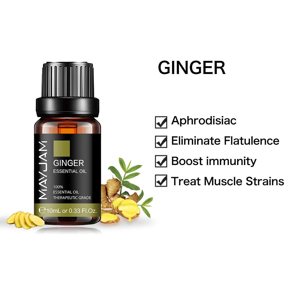 MAYJAM 10ml/30ml/100ml Ginger Natural Essential Oil Good for Aromatherapy Relaxation Skin Therapy Hair Growth Healthy Care Water Soluble Oil
