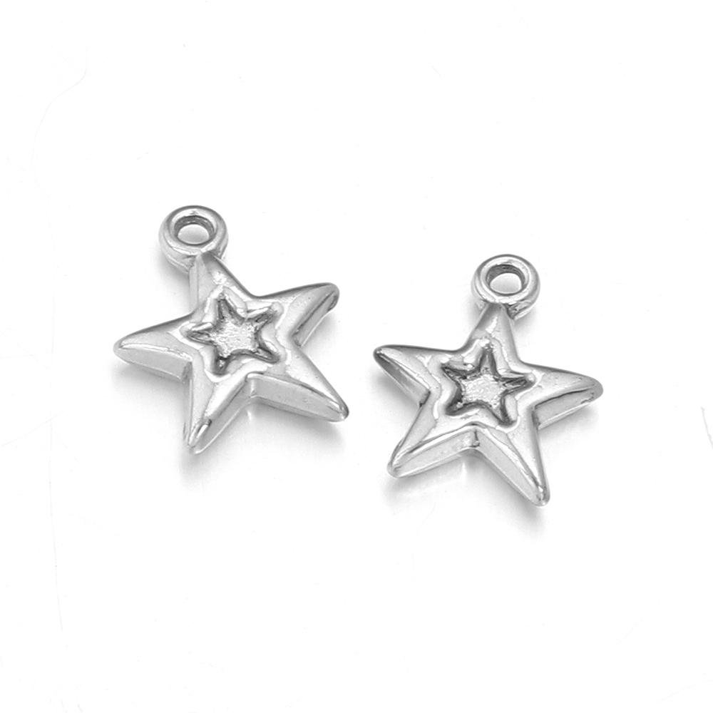 5pcs/lot High Quality Stainless Steel Pendant Star Moon Round Shape Fashion Charms For Jewelry Making DIY Necklace Earrings Gift