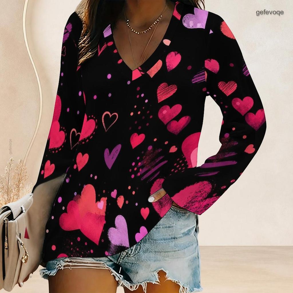 Women Plus Size V Neck Long Sleeve American Flag Printed Top Curved Hem With Pocket Button Detail