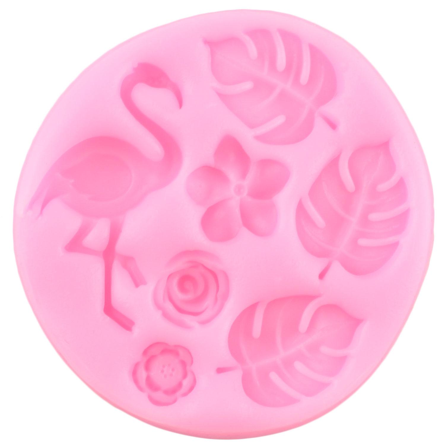 

Силиконовые формы с тропическими листьями фламинго, плюмерия, гибискус, формы для помадки, пальмовые листья, форма для шоколада, украшение торта для конфет, формы для кексов, формы из полимерной глины белый