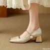 Fashion Spring new light colored medium to single order shoes color blocked square toe versatile casual comfortable women's shoes