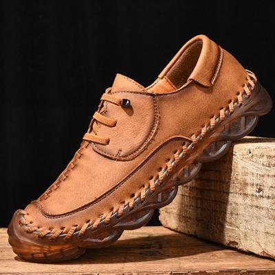 Fashion Men Handmade Fashion Genuine Leather Casual Shoes Autumn Outdoor Fashion Footwear Climbing Leisure Trend Hiking Adult