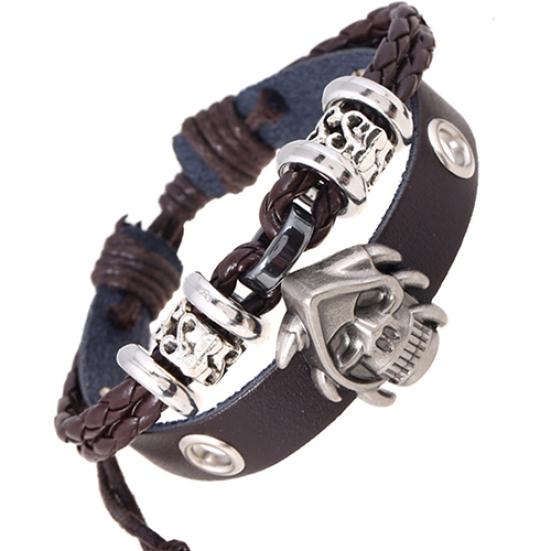 

Men s Women s Fashion Punk Skull Braided Faux Leather Multilayer Handmade Bracelet
