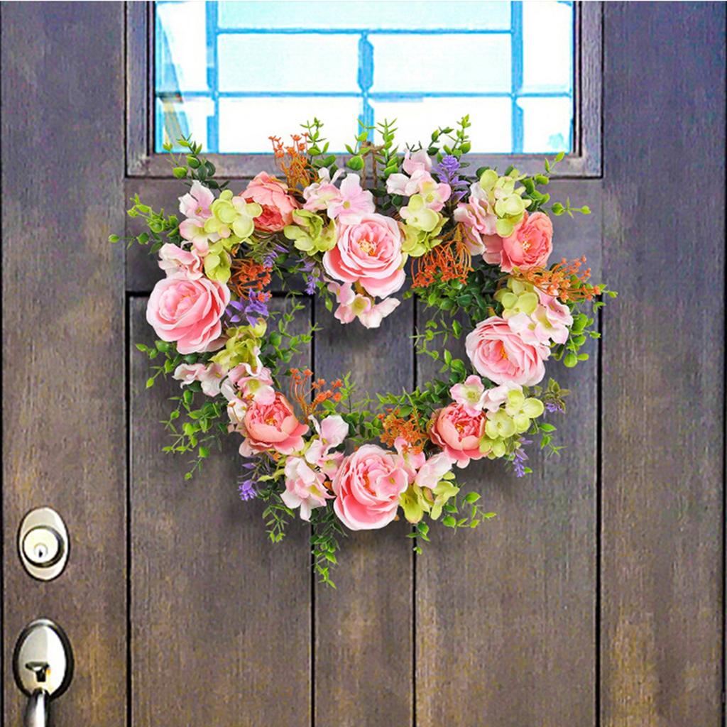 Wreaths For Front Door Wreath For Front Door Decorations Artificial Flower Wreath Rose Garlands For Home Party  Outdoor Indoor Decor Heart Wreath