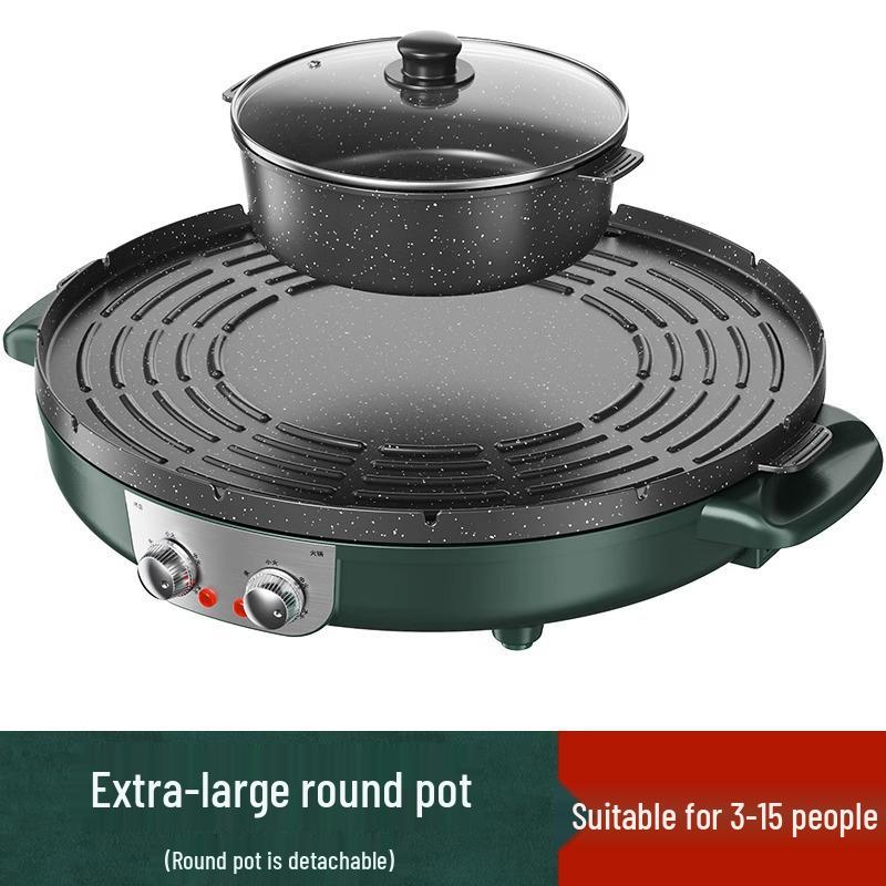 Korean Style Non-Stick Multifunctional Hot Pot and Smokeless Grill Combo