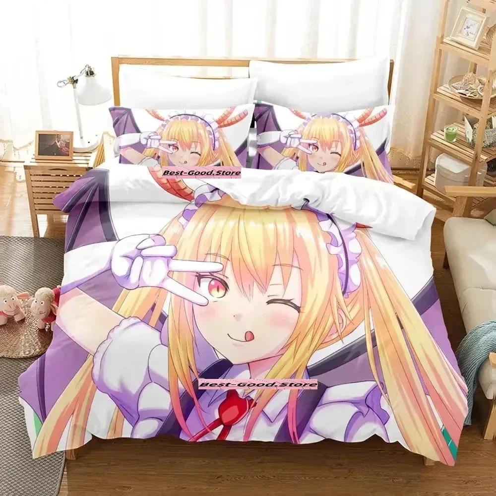 Neues Miss Kobayashi's Dragon Maid Bettwäsche-Set Anime dreiteiliges Set Erwachsene Kind Schlafzimmer Bettbezug-Sets Mode conjunto de cama