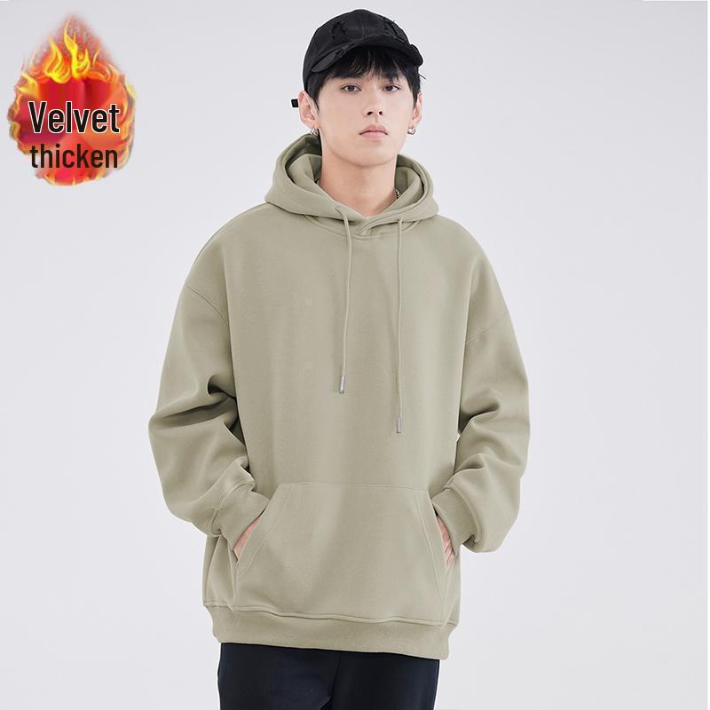 Yu Wenle Retro Hoodie - Men's Trendy Heavyweight Pullover for Spring & Autumn