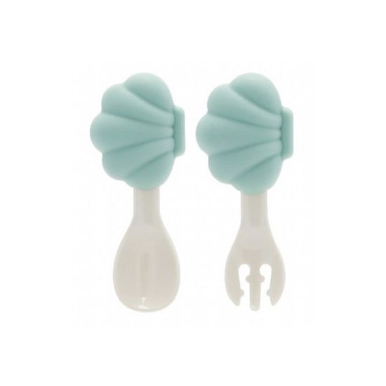 Edison Mini Shell Self-Feeding Silicone Spoon & Fork Set with Case