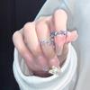 2 Pieces Adjustable Rings Purple Rhinestone Engagement Rings Y2K Rings Aesthetic Jewelry Alloy Material Gift for Women