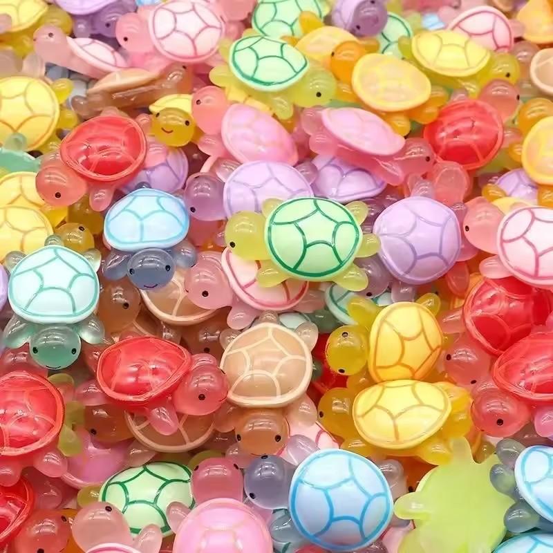 20/50/100 Pcs Cute Mini Glowing Turtle Ornaments Luminous Micro Turtle Figurines Kids Toys Home Decor Gift