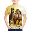 Summer Round Neck 3D Horse Pattern Printed Top Fashionable Casual Short Sleeved Children's Boy T-shirts