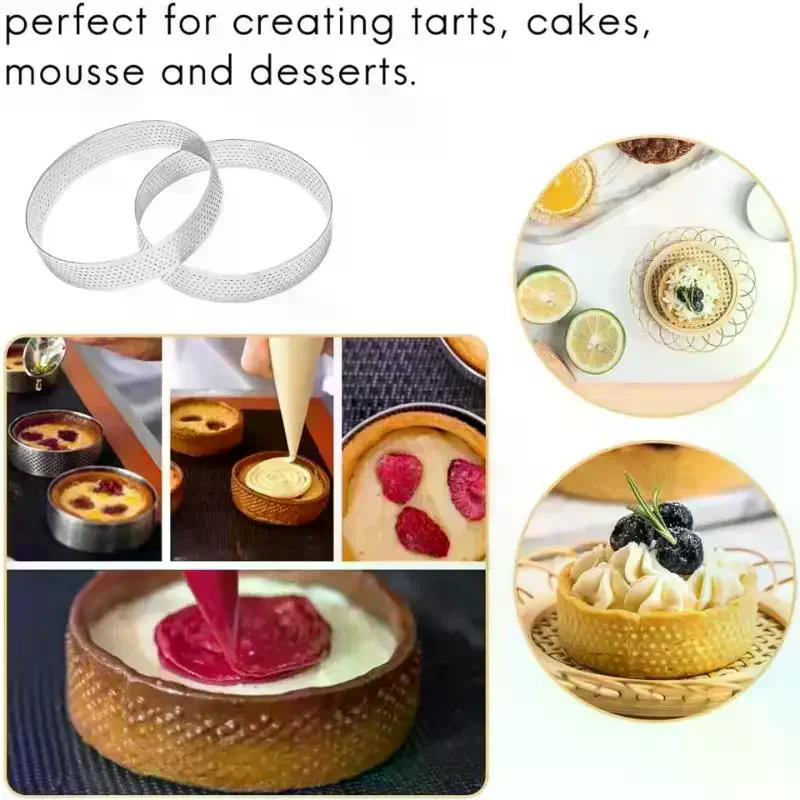 5/6/7/8CM Classic 304 Stainless Steel Mousse Ring Cake Mold With Hole Tart Bottom Tower Fruit Pie Quiches Baking Tool