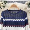 Women's Autumn Two-Piece Suit Short-Sleeved Knitted Sweater Top High-Waisted Slim Bag Hips Long Skirt