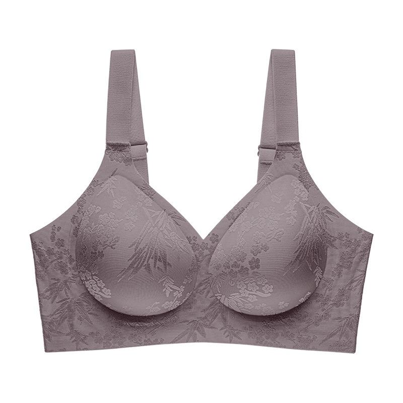 Underwear Women's Big Breasts Show Small Gathering, New Collection of Secondary Breasts, Anti-sagging Soft Support National Flower Bra Cover