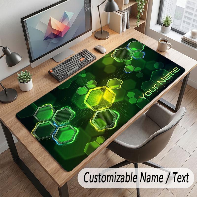 Abstract Geometric Theme Customized Mouse Pad Personalized Print Name Text Desk Mat For Home Office Table Decor