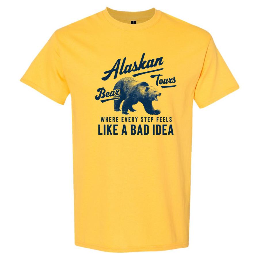 Alaskan Tours Bear T Shirt Like a Bad Idea Funny Vintage Alaska Graphic Tee M