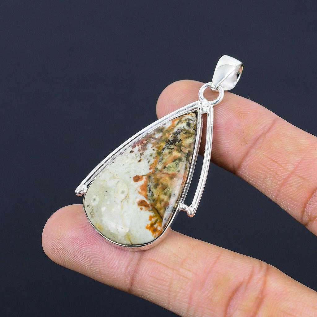 Friendship Day Sale Sterling Silver Polychrome Jasper Stone Anniversary Pendant