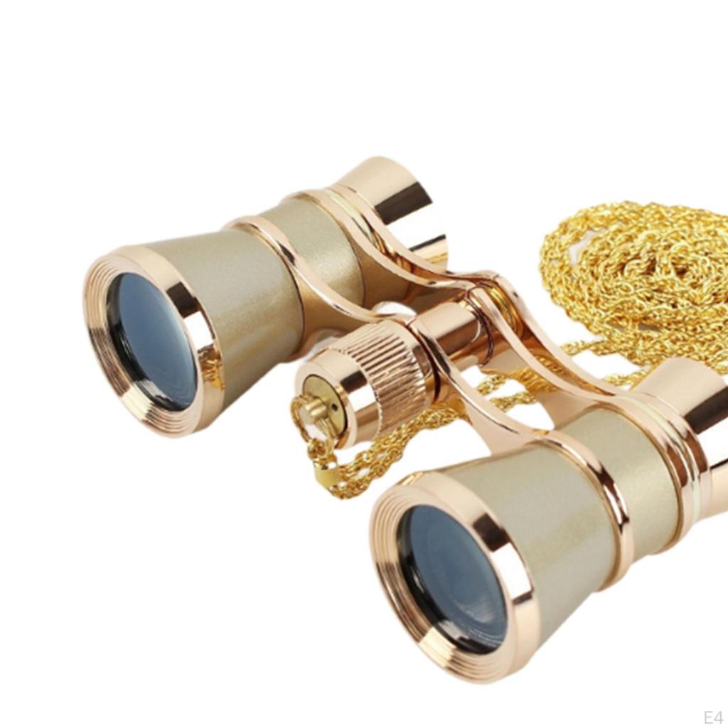 3x25 Opera Glasses Theater Binoculars with Foldable Handle & Chain for Travel Musical